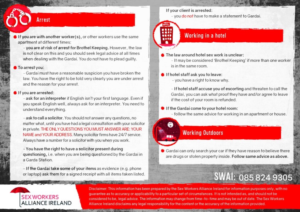 Information For Sex Workers Sex Workers Alliance Ireland 