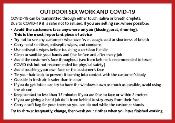 Outdoor Sex Work and COVID-19 resource